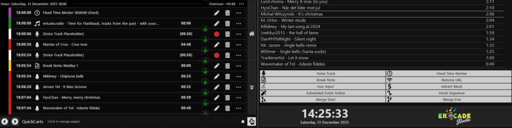 PlayIT Live showing a play list in the making.