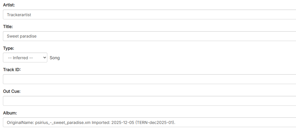 PlayIT Live's song form.